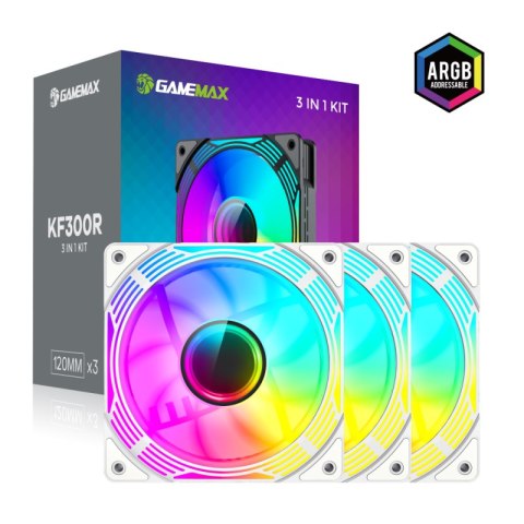 Gamemax Gamemax Wentylator Obudowy KF300R BK 120 mm - Biały, Cichy i Wydajny