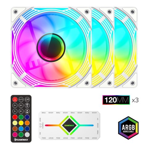 Gamemax Gamemax Wentylator obudowy KF300 BK biały 120mm silent LED