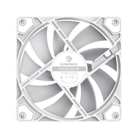 Gamemax Wentylator obudowy Gamemax FN12A-S5 120mm biały wysokoprędkościowy 12V PWM Silent Edition