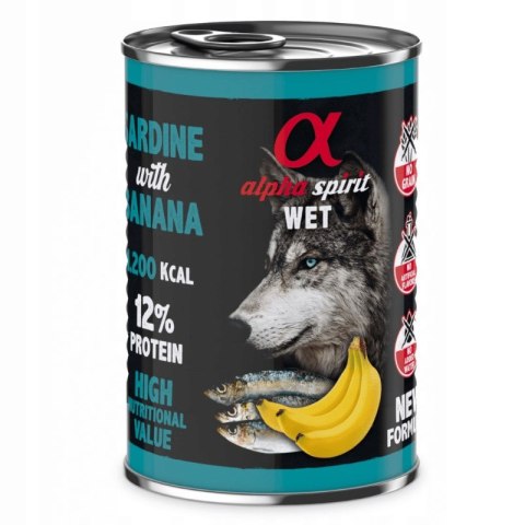 Alpha spirit Alpha Spirit sardynka/banan mokra karma pies 400 g