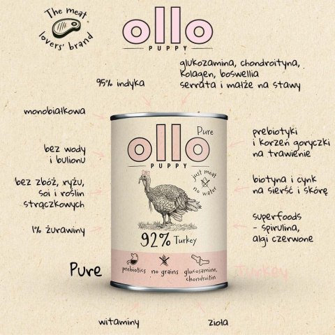 OLLO Ollo Puppy Pure Indyk 850g