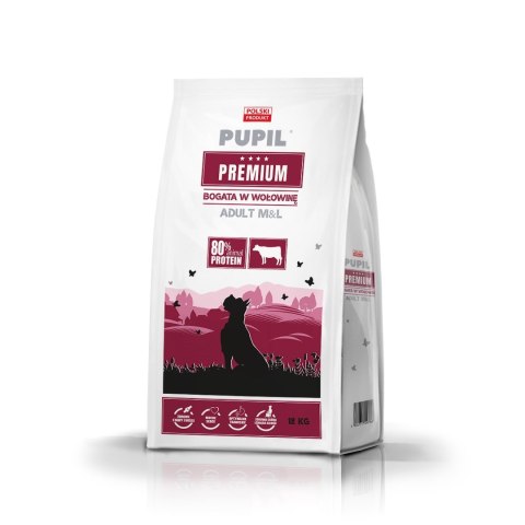 PUPIL PUPIL PREMIUM M&L bogata w wołowinę 12kg