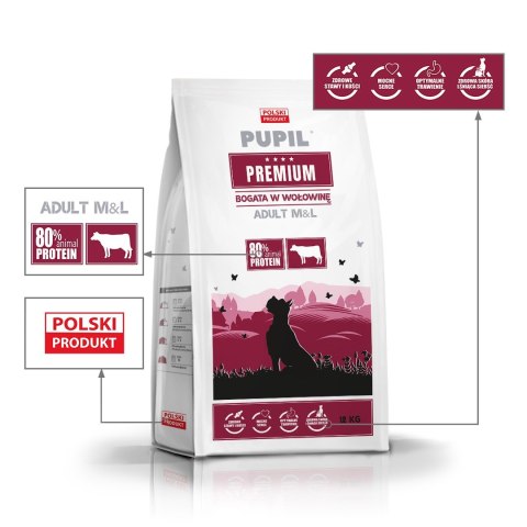 PUPIL PUPIL PREMIUM M&L bogata w wołowinę 12kg