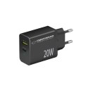 Esperanza ESPERANZA ŁADOWARKA SIECIOWA 20W USB-C PD 20W / USB-A QC 3.0 18W CZARNA EZC105K