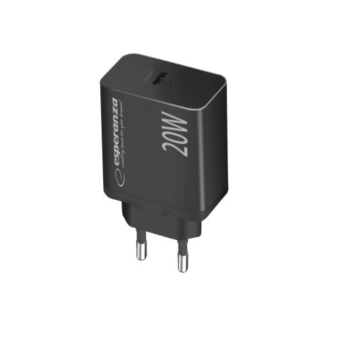 Esperanza ESPERANZA ŁADOWARKA SIECIOWA 20W USB-C PD CZARNA EZC104K