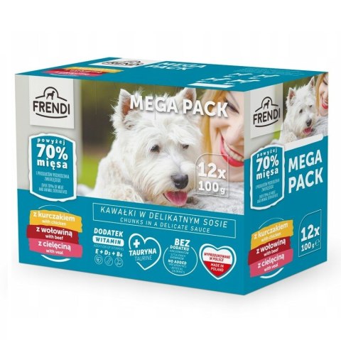 Frendi FRENDI saszetki dla psa (kurczak, wołowina, cielęcina) 12x100g