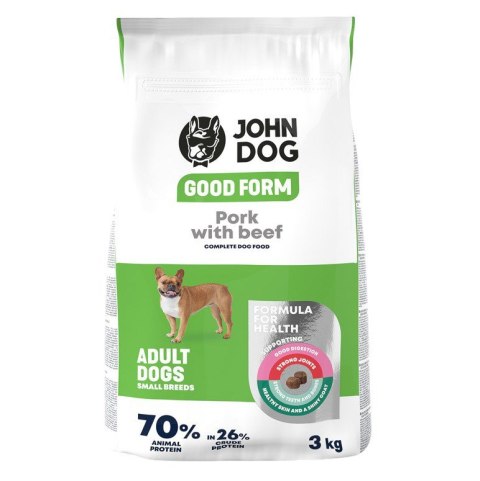 JOHN DOG John Dog GOOD FORM MAŁE RASY wieprzowina z wołowiną Karma sucha dla psa 3kg
