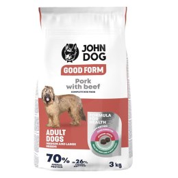 JOHN DOG John Dog GOOD FORM Ś/D RASY wieprzowina z wołowiną Karma sucha dla psa 3kg