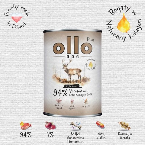 OLLO Ollo Plus Kolagen Jeleń 400g puszka dla psa