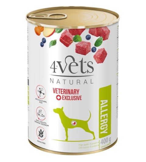 4vets 4VETS Natural Allergy Lamb Dog - mokra karma dla psa - 400 g