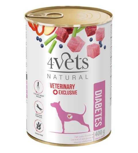 4vets 4VETS Natural Diabetes Dog - mokra karma dla psa - 400 g