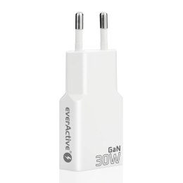 Everactive EVERACTIVE ŁADOWARKA SIECIOWA 2 X USB-C QUICK CHARGE 4+ 30W SUPER SLIM BIAŁA SC-385Q
