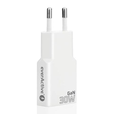 Everactive EVERACTIVE ŁADOWARKA SIECIOWA 2 X USB-C QUICK CHARGE 4+ 30W SUPER SLIM BIAŁA SC-385Q