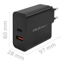 Qoltec QOLTEC ŁADOWARKA SUPER QUICK PD | 1XUSB-C | 1XUSB | 90W | 5-20V | 2.4-4.35A | CZARNA