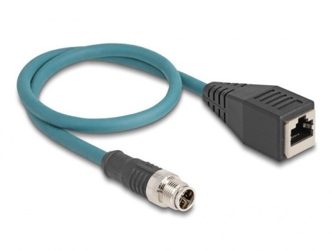 DeLOCK M12 Kabel adaptera z kodowaniem X 8-pinowe męski do żeńskiego RJ45 o długości 50 cm