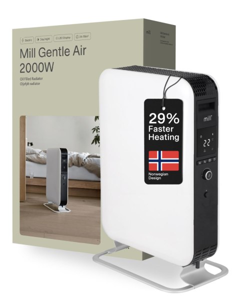 Mill Mill | Grzejnik | AB-H2000DN | Grzejnik olejowy | 2000 W | Liczba stopni mocy: 3 | Przeznaczony do pomieszczeń o objętości do 24