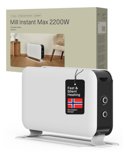 Mill Młyn | Grzejnik | CO2200MECMAX | Grzejnik konwekcyjny | 2200 W | Liczba stopni mocy: 3 | Przeznaczony do pomieszczeń o powierzch