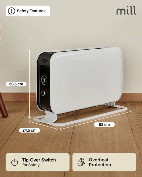 Mill Młyn | Grzejnik | CO2200MECMAX | Grzejnik konwekcyjny | 2200 W | Liczba stopni mocy: 3 | Przeznaczony do pomieszczeń o powierzch