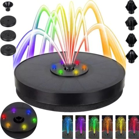 Fontanna Solarna Ogrodowa LED RGB Pływająca Moc 3 W 180 L/H 23227