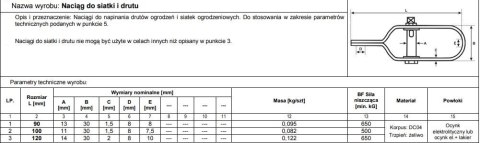 UN NAPINACZ SIATKI 090MM CZARNY