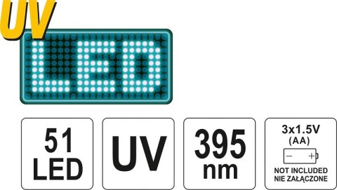 YATO ZESTAW LATARKA UV 51 LED I OKULARY