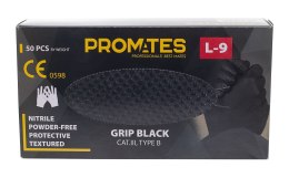 PROMATES RĘKAWICE NITRYLOWE WZMAC. PROMATES GRIP BLACK XL OP. 50SZT