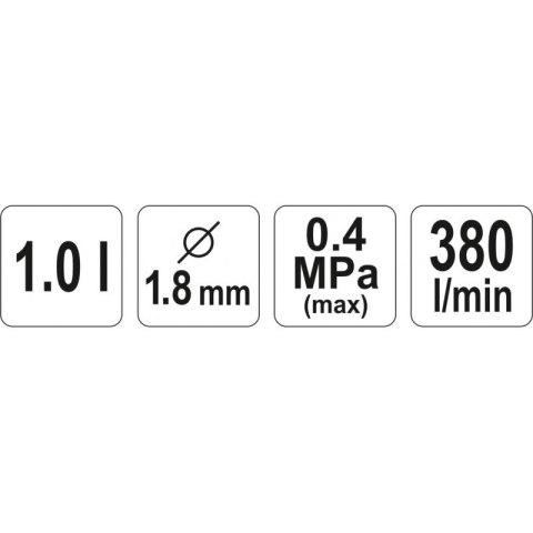 YATO PISTOLET LAKIERNICZY Z DOLNYM ZBIORNIKIEM 1L 1,8M