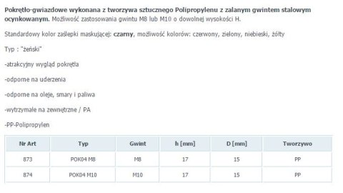 UN POKRĘTŁO GWIAZDKOWE POK 04 FI 50 M10 PP 874