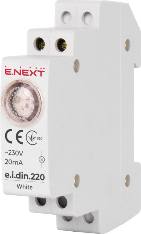 ENEXT LAMPKA SYGNALIZACYJNA NA SZYNĘ DIN E.I.DIN.220 BIAŁA
