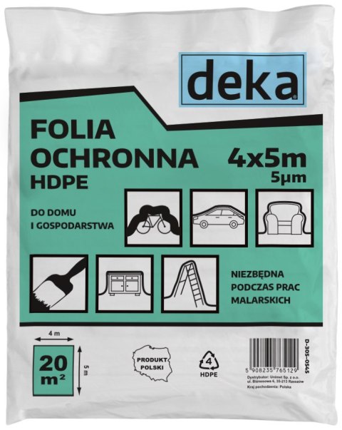 DEKA FOLIA MALARSKA CIENKA OCHRONNA HDPE 4X5 MG 0,005