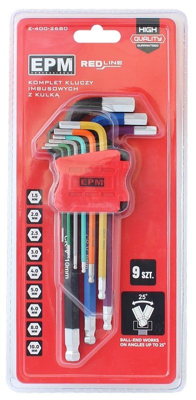 EPM KOMPLET KLUCZY IMBUSOWYCH Z KULKĄ RED LINE 9 SZT
