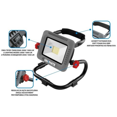 GRAPHITE LAMPA AKUMULATOROWA LED ENERGY+ 18V LI-LON, BEZ AKUMULATORA