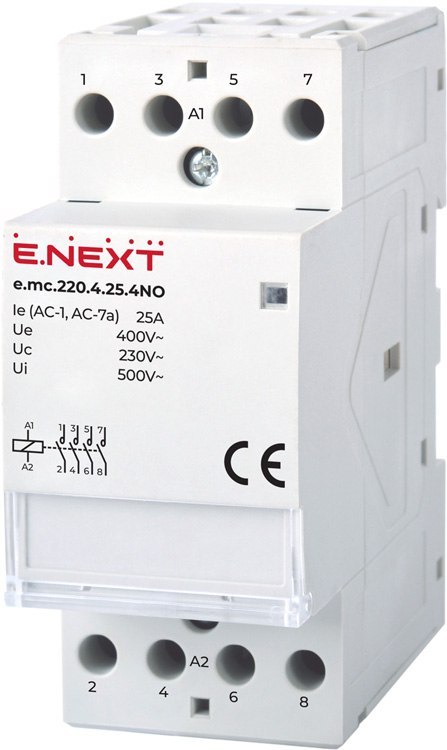 ENEXT STYCZNIK MODUŁOWY E.MC.220.4.25.4NO 4P 25A 4NO