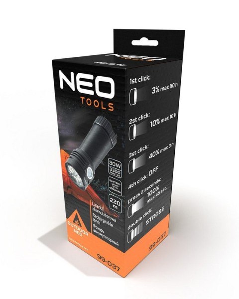 NEO LATARKA AKUMULATOROWA USB 3300LM OSRAM P9 LED