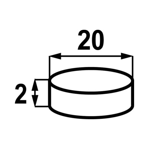 UN MAGNES NEODYMOWY OKRĄGŁY STAHL 20*2MM SAMOPRZYLEPNY 2SZT