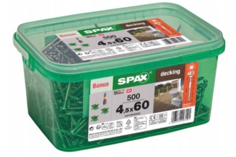 SPAX WKRĘT TARASOWY (500) C4 4.5*60MM SPAX-D +BIT T20 +3KRZYŻYKI