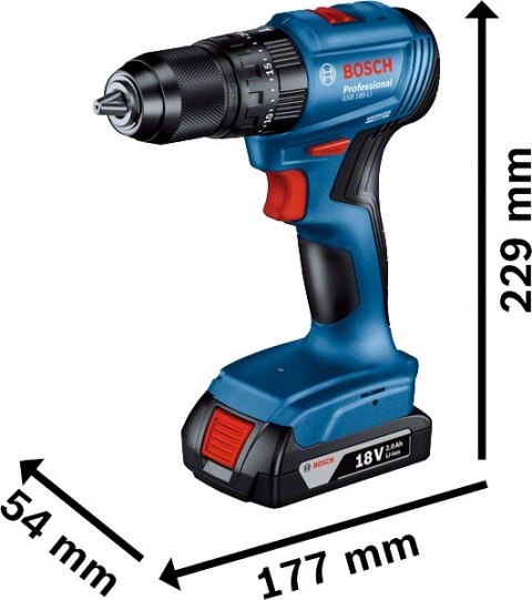 BOSCH ZESTAW COMBO 18V GDX 18V-285 + GSB 185-LI 2*2.0AH