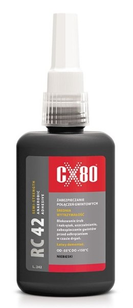 CX-80 KLEJ RC42 ANAEROBOWY 10ML NIEBIESKI,ŚREDNIOWYTRZY ZAB.GWINT