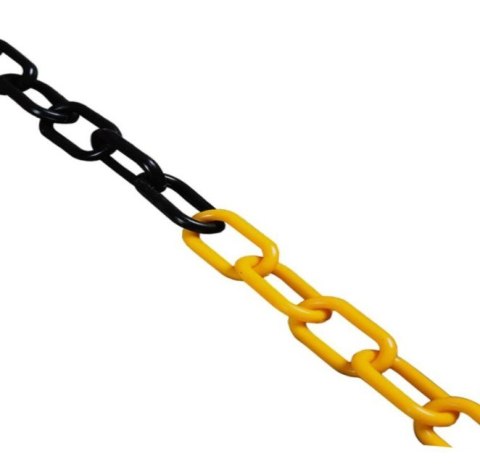 UN ŁAŃCUCH PLASTIKOWY ŻÓŁTO-CZARNY 6*29MM 25MB SZPULA