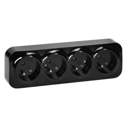 ORNO GNIAZDO POCZWÓRNE TODO N/T 2P+Z SCHUKO IP20, CZARNY