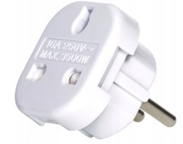 UN ADAPTER GNIAZDO UK / WTYK PL 16A 2500W, BIAŁE