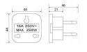 UN ADAPTER GNIAZDO UK / WTYK PL 16A 2500W, BIAŁE