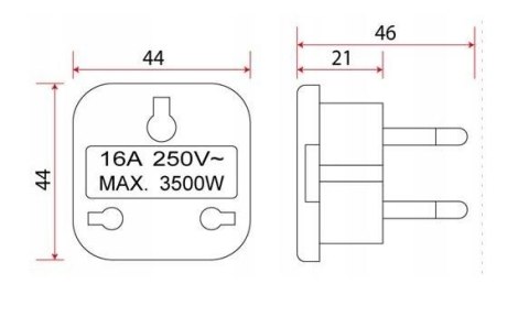 UN ADAPTER GNIAZDO UK / WTYK PL 16A 2500W, BIAŁE