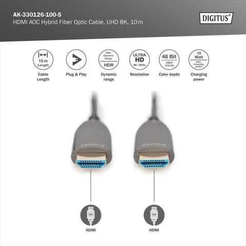 Digitus DIGITUS KABEL HDMI 2.1 8K60HZ UHD A/HDMI CZARNY 10M