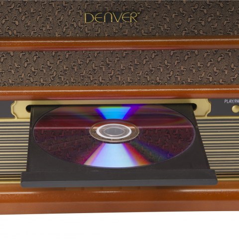 Drewniane centrum muzyczne retro Denver MRD-51 z gramofonem