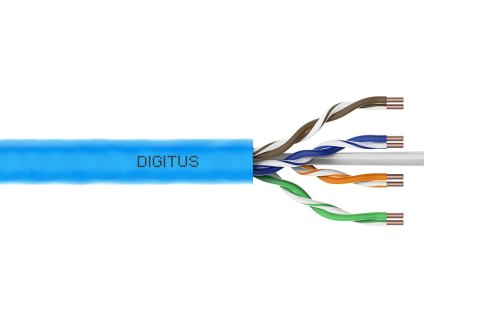 Kabel instalacyjny DIGITUS kat.6A, U/UTP, B2ca, AWG 23/1, LSOH, 100m, niebieski