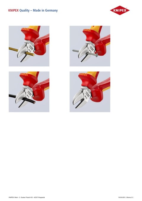 KNIPEX SZCZYPCE TNĄCE BOCZNE IZOLOWANE 140MM