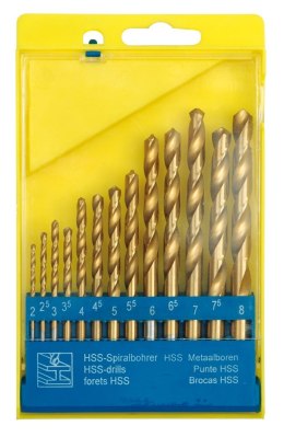 STHOR KOMPLET WIERTEŁ TYTANOWYCH DO METALU 2.0-8.0MM 13SZT.