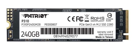 Dysk SSD M.2 PATRIOT P310 PCIe m.2 SSD (M.2 2280″ /240 GB )