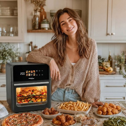 Frytkownica beztłuszczowa AIR FRYER GreenBlue, mocna 1800W, pojemność 10l, 8 programów, akcesoria, timer, GB950